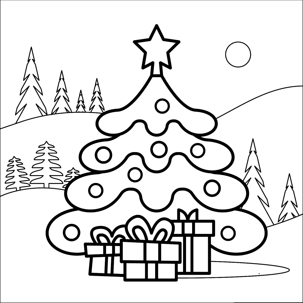 Christmas Tree Coloring Page Md (2) Coloring Page — Free Printable — free printable coloring page
